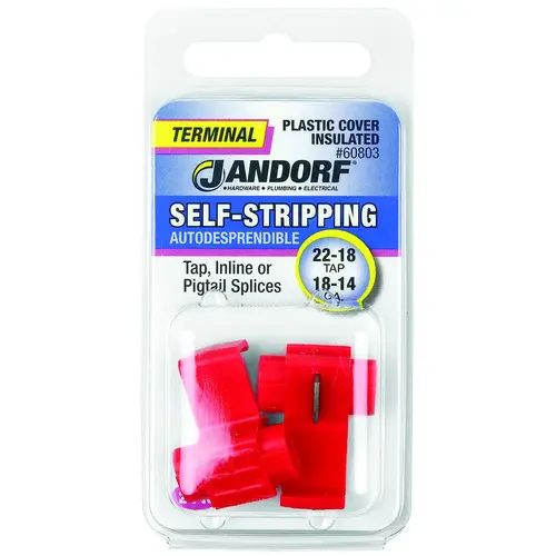 Jandorf 60803 Terminal, 22 to 18 AWG Wire, Plastic Insulation, Copper Contact, Red