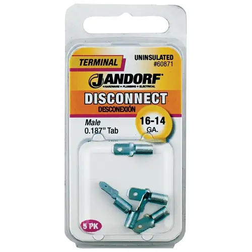 Jandorf 60871 Disconnect Terminal, 16 to 14 AWG Wire, Copper Contact - pack of 5