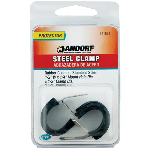 Jandorf 61528 Cushion Clamp, Rubber/Stainless Steel, Black