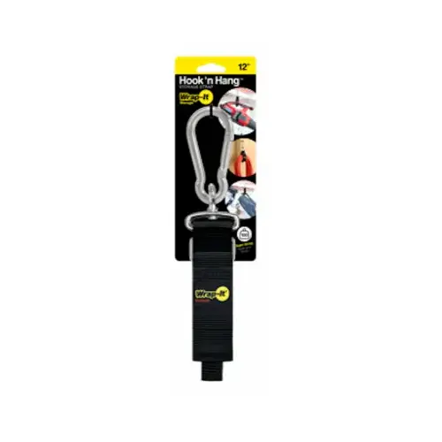 JJAAMM LLC 100-HNH-12BL Hook 'N Hang Cord Storage Strap, Black 1.5 x 12 In.