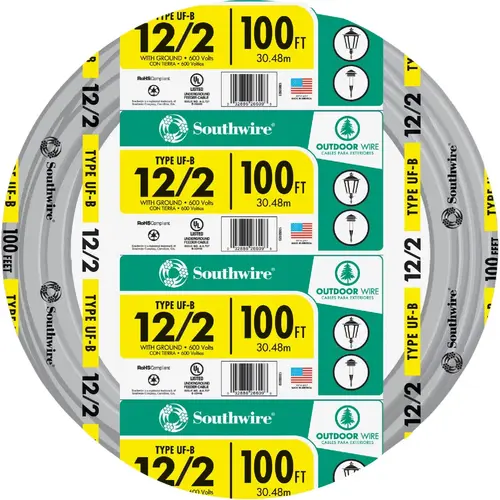 Southwire 13055926 100 Ft. 12 AWG 2-Conductor UFW/G Electrical Wire