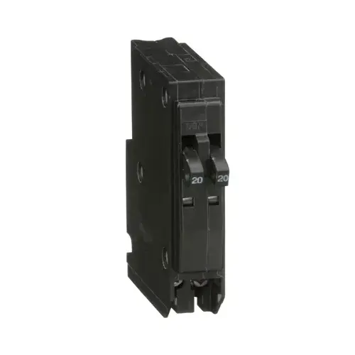 Square D QO2020CP QO Circuit Breaker, Mini, Tandem, 20 A, 1 -Pole, 120/240 V, Plug Mounting, Black