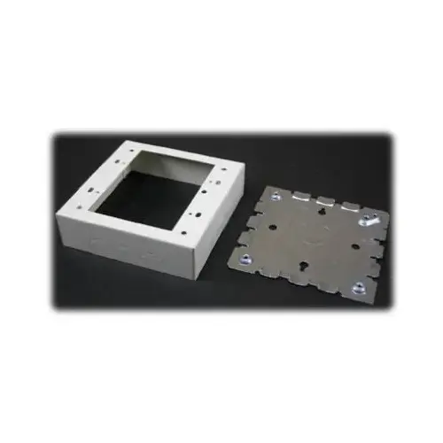Wiremold B-32 Outlet Box, 2 -Gang, 0 -Knockout, Metal, Ivory, Wall Mounting