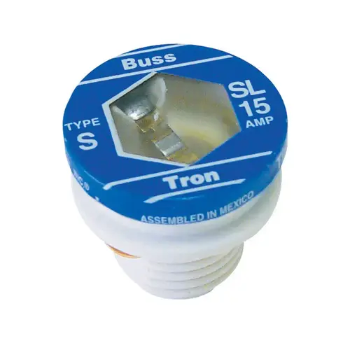 Bussmann SL-15 Plug Fuse, 15 A, 125 V, 10 kA Interrupt, Time Delay Fuse - pack of 3