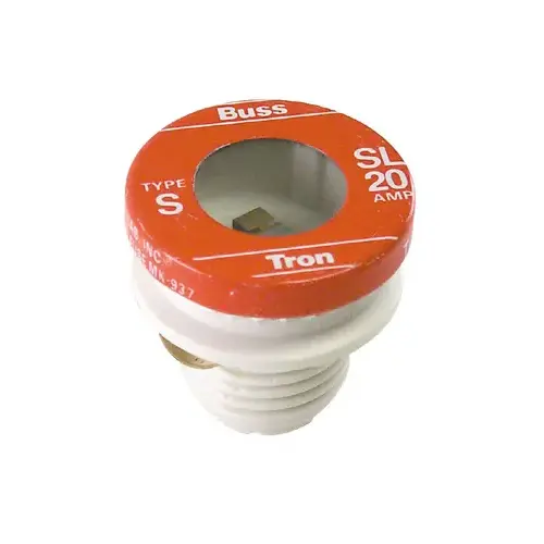Bussmann SL-20 Plug Fuse, 20 A, 125 V, 10 kA Interrupt, Low Voltage, Time Delay Fuse - pack of 4