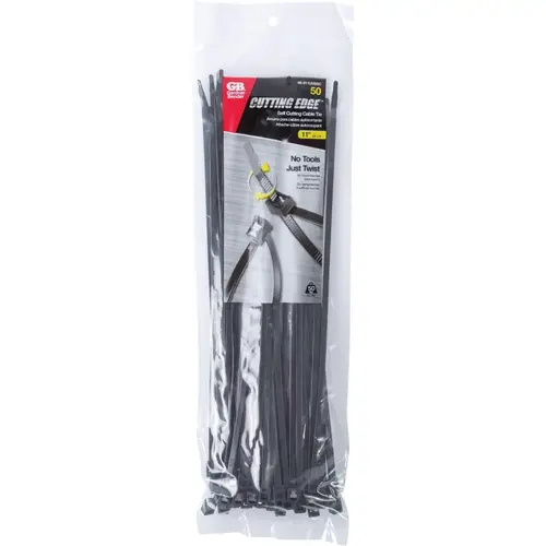 Gardner Bender 46-311UVBSC Cutting Edge 11 In. x 0.169 In. Black Nylon Self-Cutting Cable Tie - pack of 50