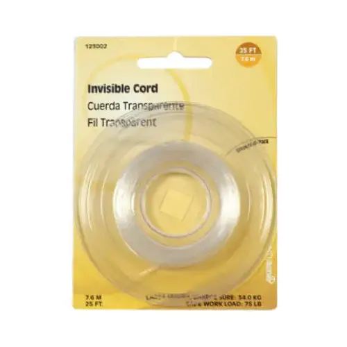 Hillman 123002 Picture Hanging Cord, Invisible, Nylon, 15 Lb. Load, 25 Ft.,