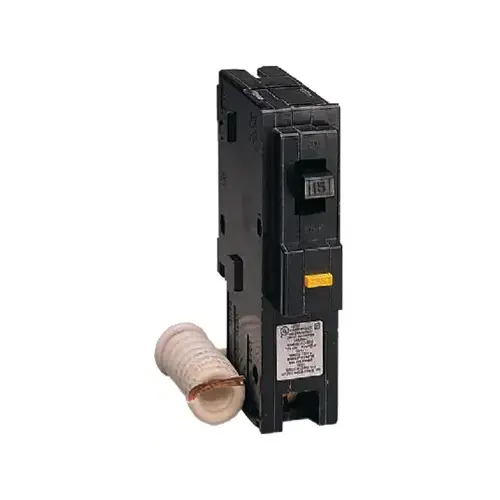 Square D HOM115GFICP Homeline Circuit Breaker, Mini, 15 A, 1 -Pole, 120 V, Fixed Trip, Plug Mounting, Black