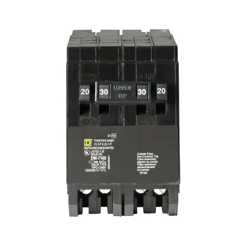 Square D HOMT2020230CP Homeline 20A/20A/30A Double-Pole Standard Trip Quad Tandem Circuit Breaker