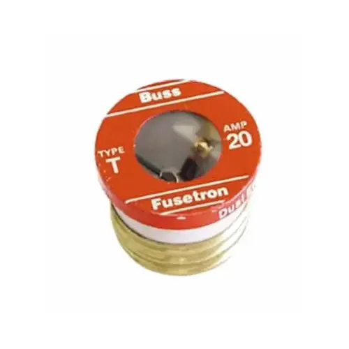 Bussmann BP/T-20 Plug Fuse, 20 A, 125 V, 10 kA Interrupt, Plastic Body, Low Voltage, Time Delay Fuse Pair