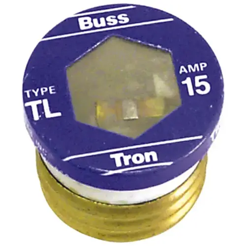 Bussmann TL-15 Plug Fuse, 15 A, 125 V, 10 kA Interrupt, Plastic Body, Time Delay Fuse - pack of 4
