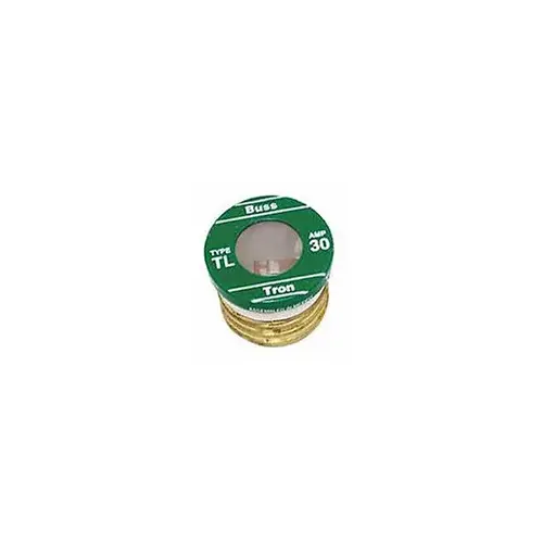 Bussmann TL-30 Plug Fuse, 30 A, 125 V, 10 kA Interrupt, Plastic Body, Low Voltage, Time Delay Fuse Brass - pack of 4