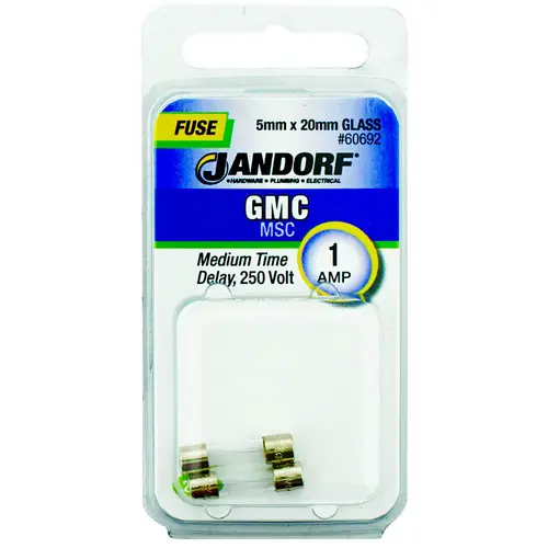 Jandorf 60692 Time Delay Fuse, 1 A, 250 V, 35 A, 10 kA Interrupt, Glass Body