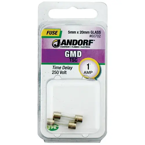 Jandorf 60702 Time Delay Fuse, 1 A, 250 V, 35 A, 10 kA Interrupt, Glass Body