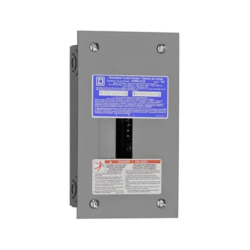 Square D HOM24L70FCP Homeline Load Center, 70 A, 2 -Space, 4 -Circuit, Main Lug, NEMA 1 Enclosure, Plug Mounting Gray