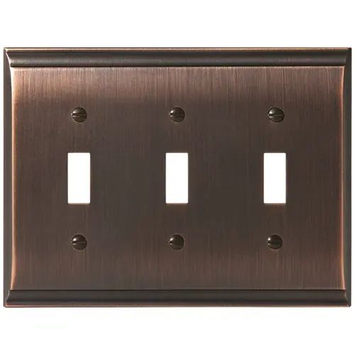 Amerock BP36502ORB 4-9/10" x 6-1/2" Candler Triple Toggle Wall Plate Oil Rubbed Bronze Finish