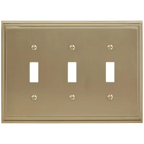 Amerock BP36516BBZ 8-3/10" x 6-3/10" Mulholland Triple Toggle Wall Plate Golden Champagne Finish