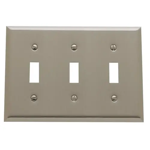 Baldwin 4770150 4770.150.CD Triple Toggle Switchplate - Satin Nickel
