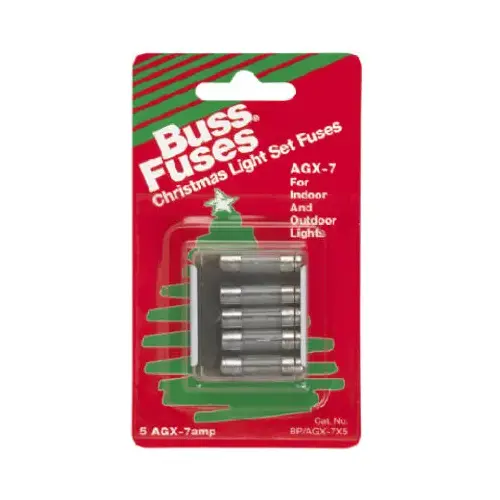 Bussmann BP/AGX-7X5 Glass Tube Christmas Light Fuse, Type AGX, 7-Amp, 125-Volt   pack of 5
