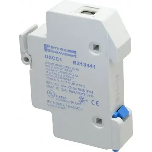 Ferraz Shawmut USCC1 1 Pole, 600 VAC/VDC, 30 Amp, DIN Rail Mount Fuse Holder