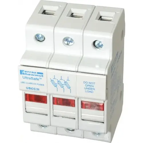 Ferraz Shawmut USCC3I 3 Pole, 600 VAC/VDC, 30 Amp, DIN Rail Mount Fuse Holder