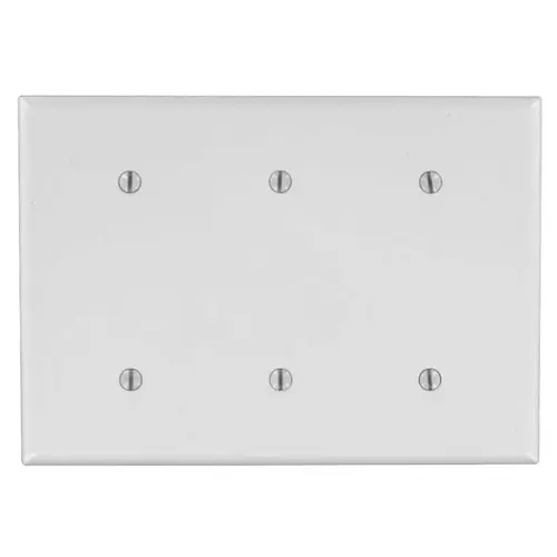 Leviton 002-88035-000 88035 Blank Wallplate, 4-1/2 in L, 6.38 in W, 0.22 in Thick, 3 -Gang, Thermoset Plastic, White