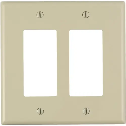 Leviton R51-PJ262-00I Decora 2-Gang Midway Nylon Decorator/Rocker Wall Plate - Ivory