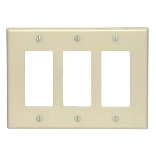 Leviton R51-PJ263-00I Decora 3-Gang Midway Nylon Decorator/Rocker Wall Plate - Ivory