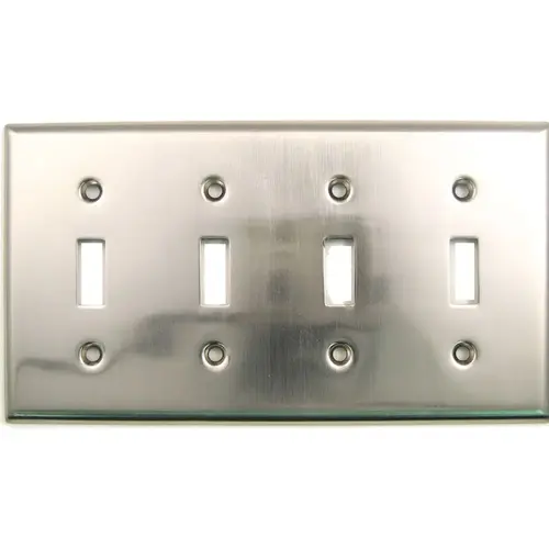 Rusticware 790SN Quadruple Toggle Switch Plate Satin Nickel Finish