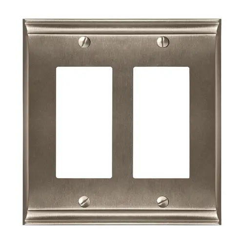 Amerock BP36505G10 7-3/10" x 4-3/4" Candler Double Rocker Wall Plate Satin Nickel Finish