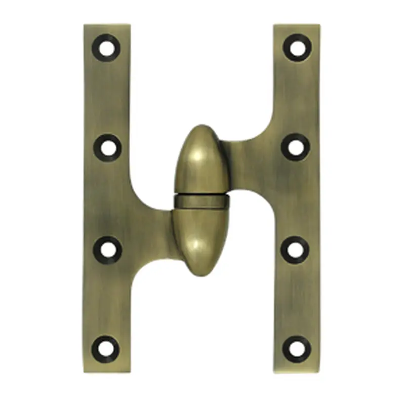 Olive Knuckle Door Hinge, 6" x 4"Antique Brass / Left Hand