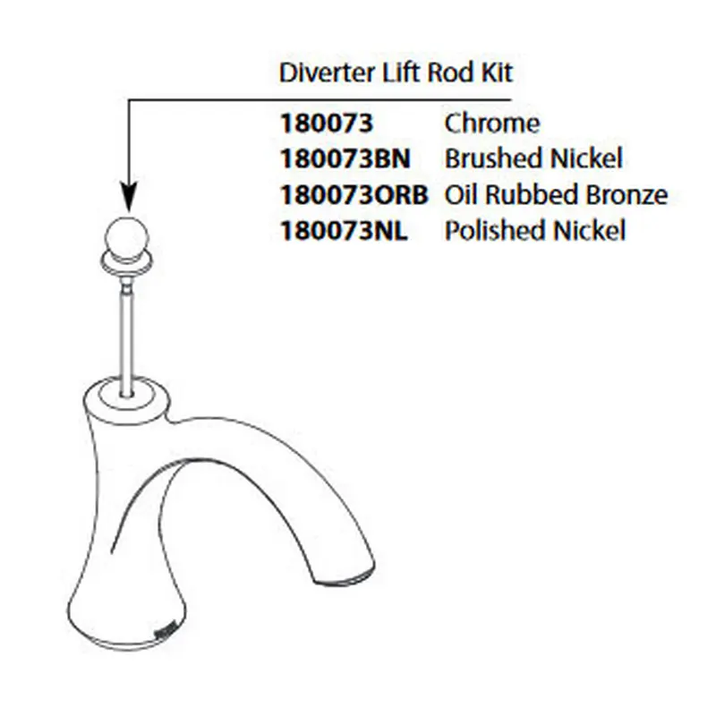 Wynford Polished Nickel Diverter Rod KitPolished Nickel