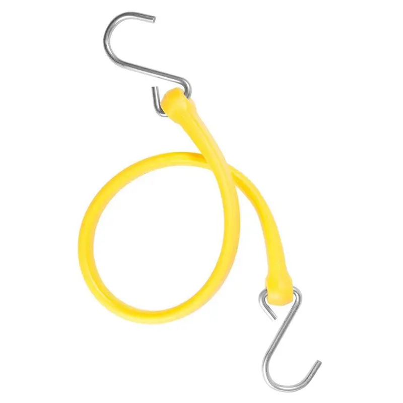 19 in. Polyurethane Bungee Strap with Galvanized S-Hooks (Overall Length: 24 in.) in Yellow