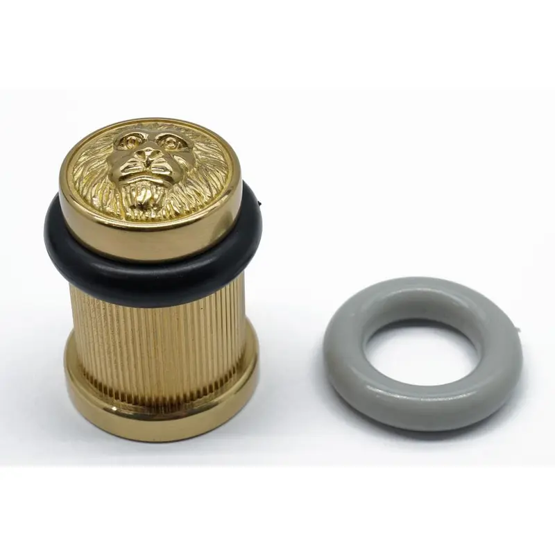 2 in. Solid Brass Lion Head Bullet Floor Door Stop in Polished BrassPolished Brass / 8 oz
