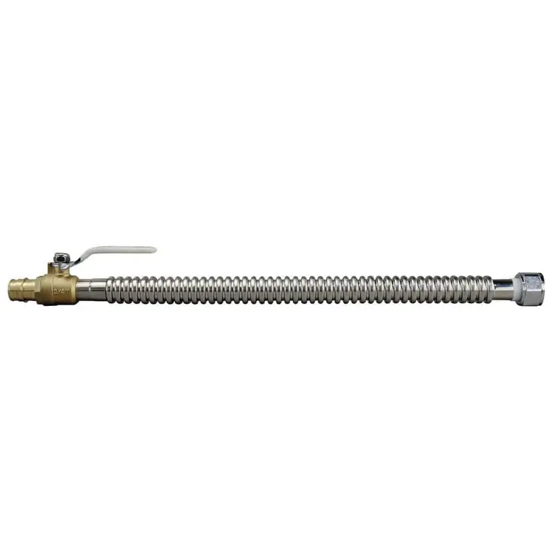 3/4 in. x 3/4 in. Brass PEX-A Barb x FNPT x 18 in. Corrugated Stainless Steel Water Heater Connector with Ball Valve.71 / each
