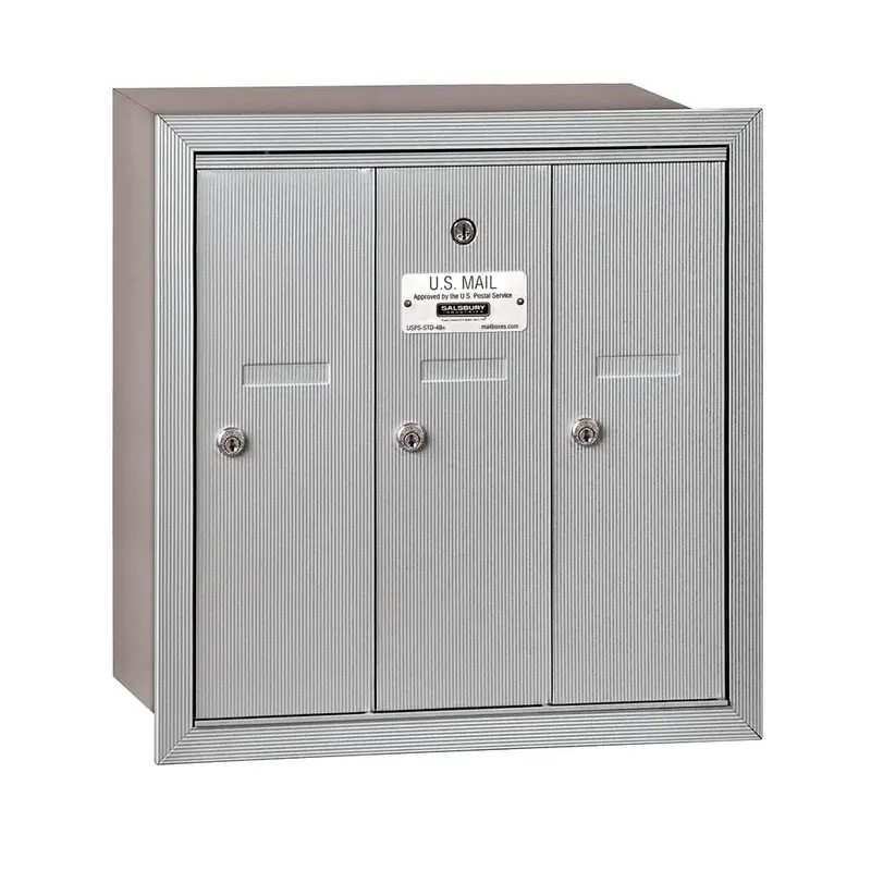 3500 Series Aluminum Recessed-Mounted Private Vertical Mailbox with 3 DoorsBronze / 25.0