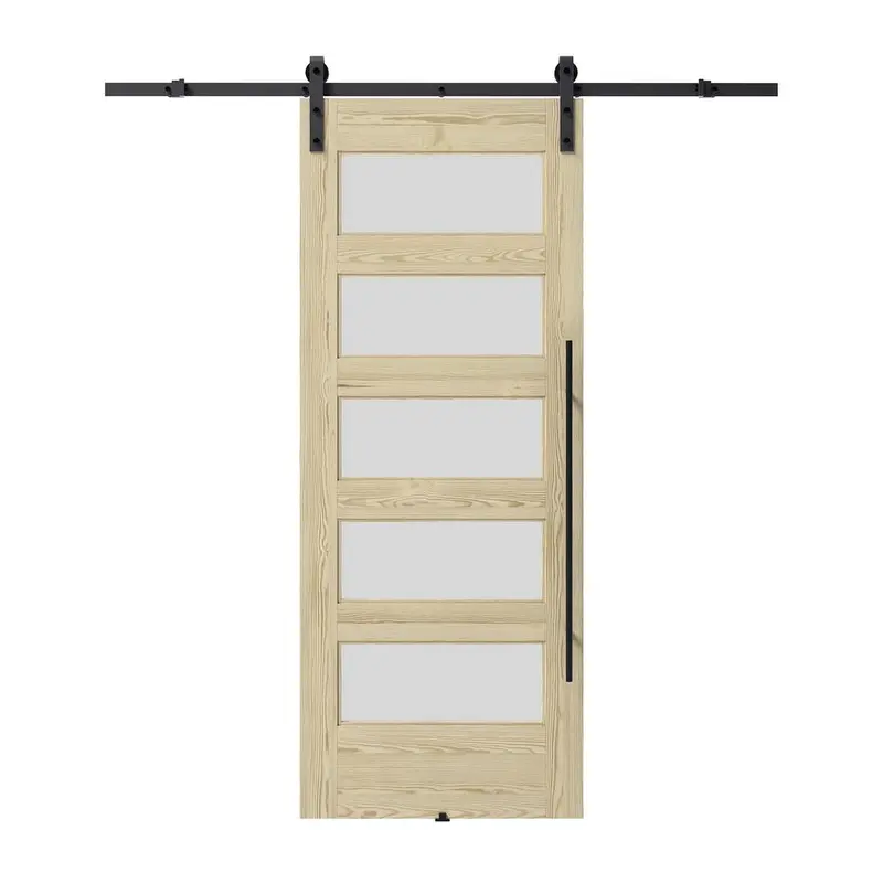 37 in. x 84 in. x 1-1 3/8 in. Chalet Unfinished Knotty Pine Wood Barn Sliding Door Hardware Kit73 / each