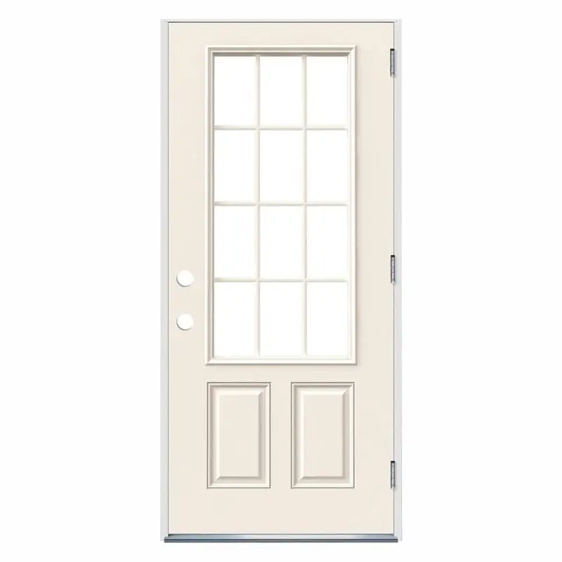 36 in. x 80 in. 12 Lite Primed Steel Prehung Left-Hand Outswing Front DoorPrimed / 36 x 80 / Right-Hand/Outswing