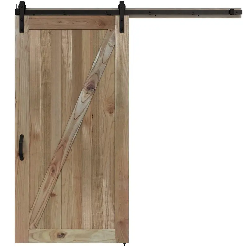 42 in. x 84 in. Rustic Unfinished Solid Wood Sliding Barn Door with Hardware KitUnfinished / 36 x 84 / Black