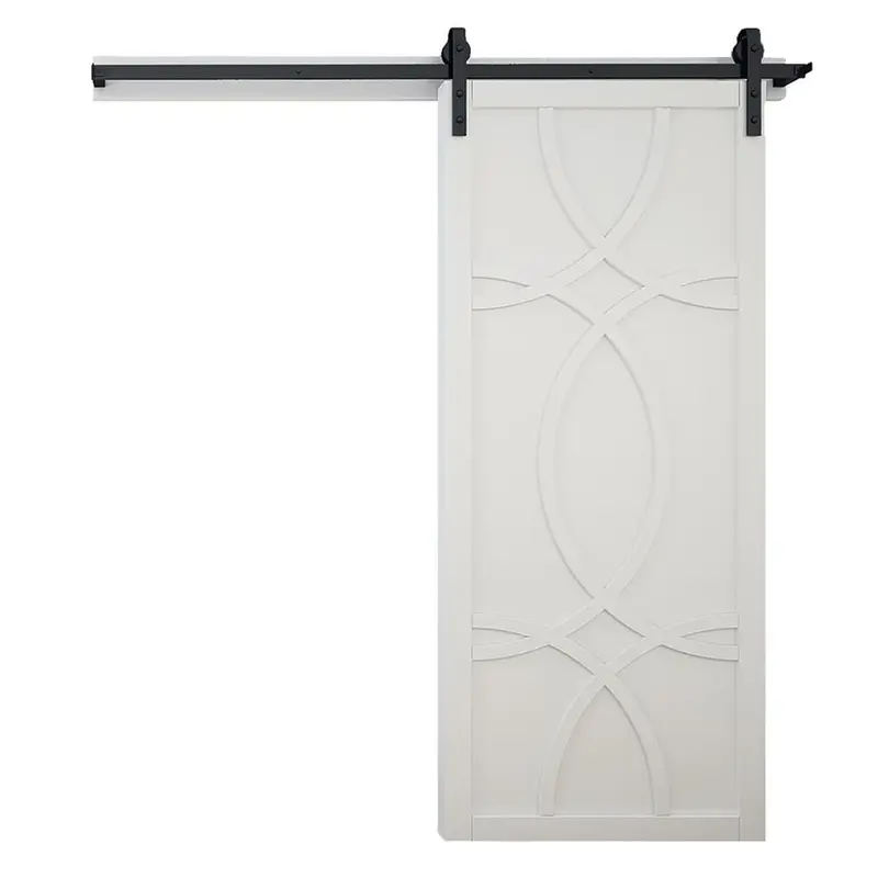 42 in. x 84 in. Hollywood Bright White Wood Sliding Barn Door with Hardware KitUnfinished / 42 x 84 / Black
