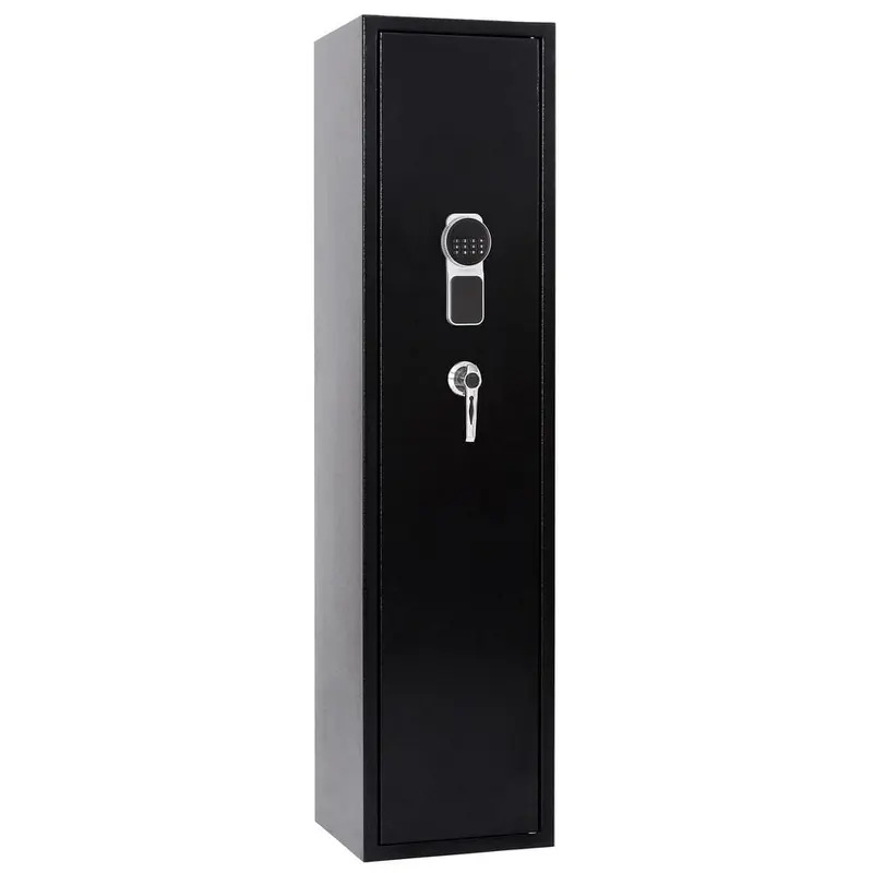 57 in. H Large Rifle Safe with Electronic and Key for Rifle Shotgun for Home, 5-Gun Cabinet with Handgun Lockbox, Black