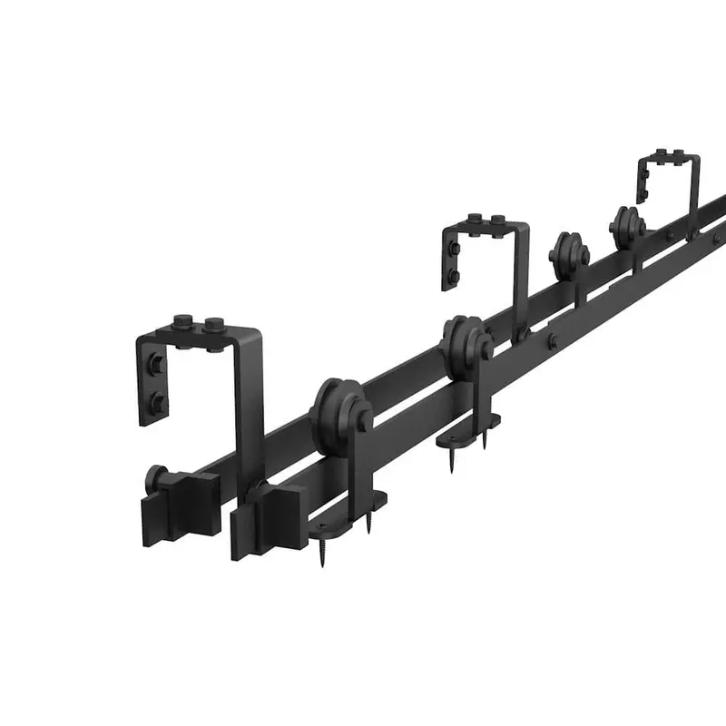 7.5 ft./90 in. Bypass Sliding Barn Door Hardware Steel Track for Double Wooden Doors Closet Kitchen Kit