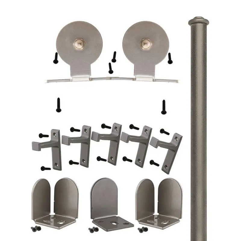 72 in. Top Mount Satin Nickel Sliding Barn Door Round Track and Hardware KitSatin Nickel / 35