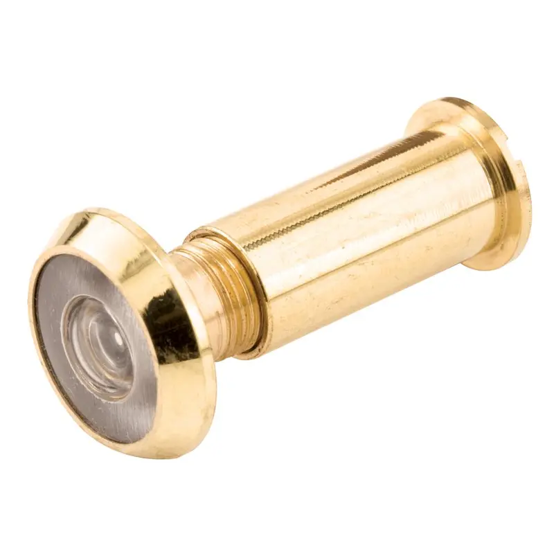 9/16 in. Bore 200-Degree Solid Brass. Bright Brass Finish, Door Viewer