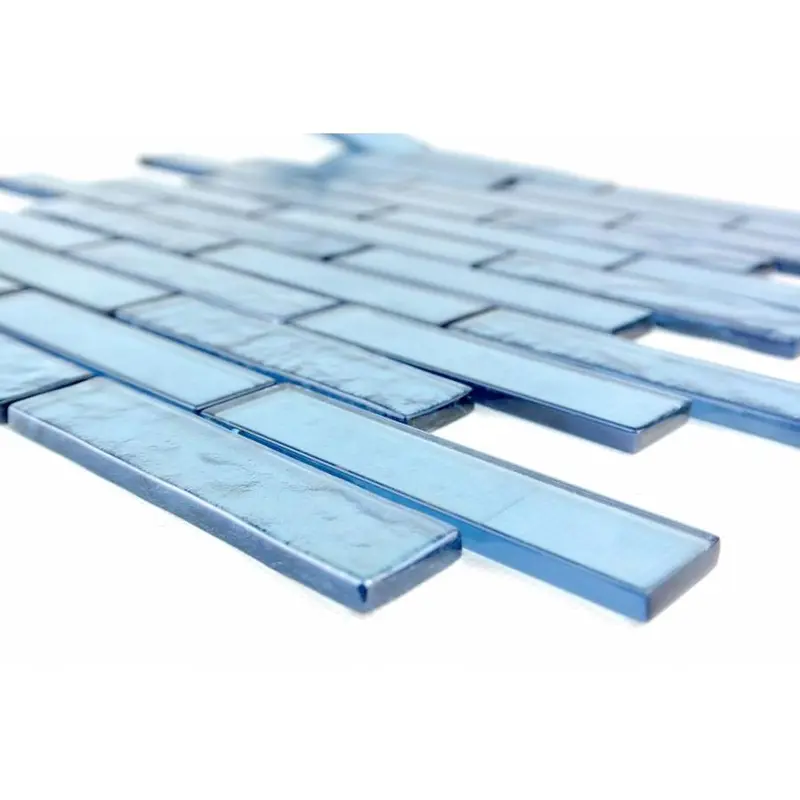 Abolos Landscape 12-Pack Danube Blue/Glossy Textured 12-in x 12-in Glossy Glass Mosaic Floor and Wall Tilesq/ft