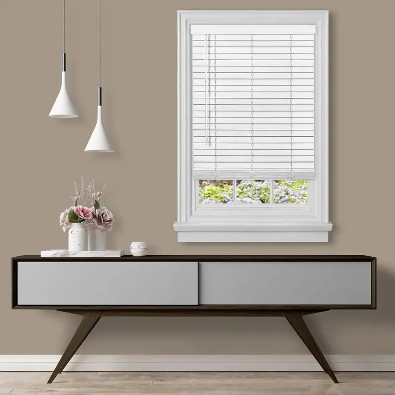 Achim GII Madera Falsa 2-in Slat Width 45-in x 64-in Cordless White Vinyl Room Darkening Faux Wood BlindsWhite