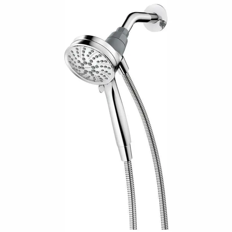 Attract 6-Spray 3.8 in. Single Wall Mount Handheld Shower Head in ChromeMatte Black / 1.8