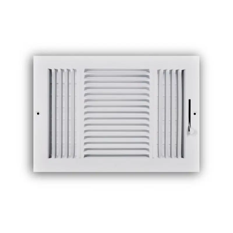 CSW RectorSeal 3-Way Stamped Louver Multi-Shutter Damper Steel Ceiling/Sidewall Register12" x 8" / Pristine White