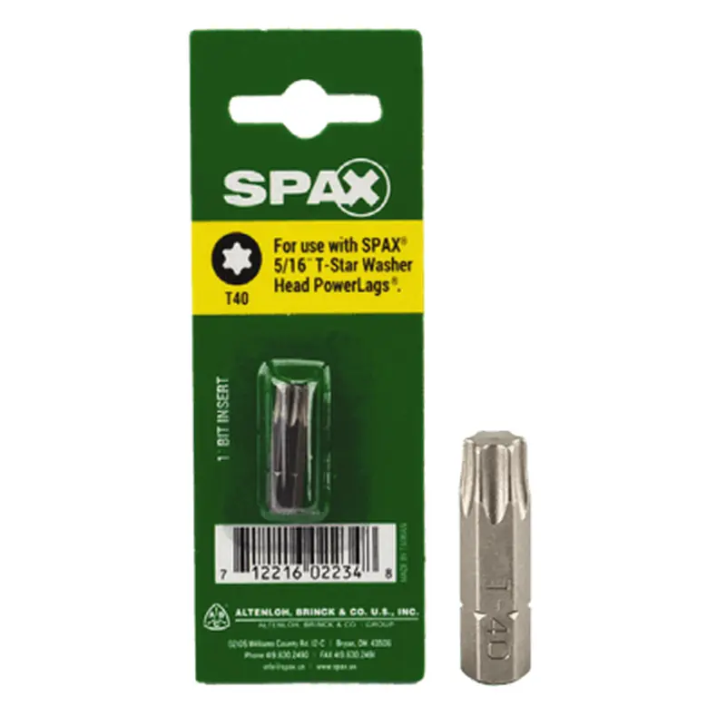 SPAX Power Lags T40 T-Star Plus Insert Bit 1""T40 x 1" x "