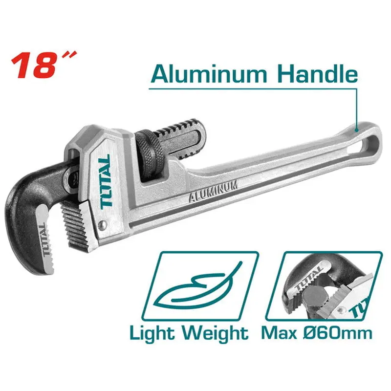 TOTAL ALUMINIUM HANDLE PIPE WRENCH 18" (THTAL17186)